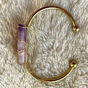 Amethyst Fun Gold Toned Cuff Bracelet